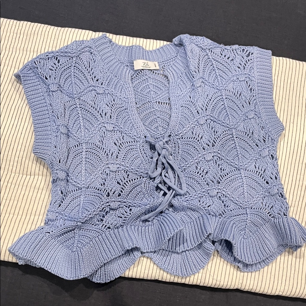 Chic Blue Crochet Crop Top